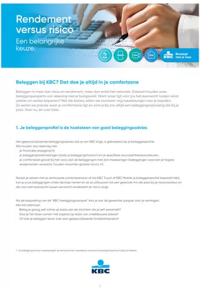 Catalogue KBC Bank à Rijkevorsel | Rendement Versus Risico | 2025-01-29T00:00:00.000Z - 2026-01-29T00:00:00.000Z
